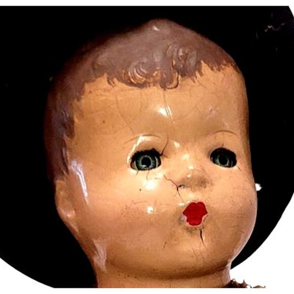 13" 1920s Antique Composition Head Sweet Cowboy Toddler Baby Boy - Picture 2 of 12